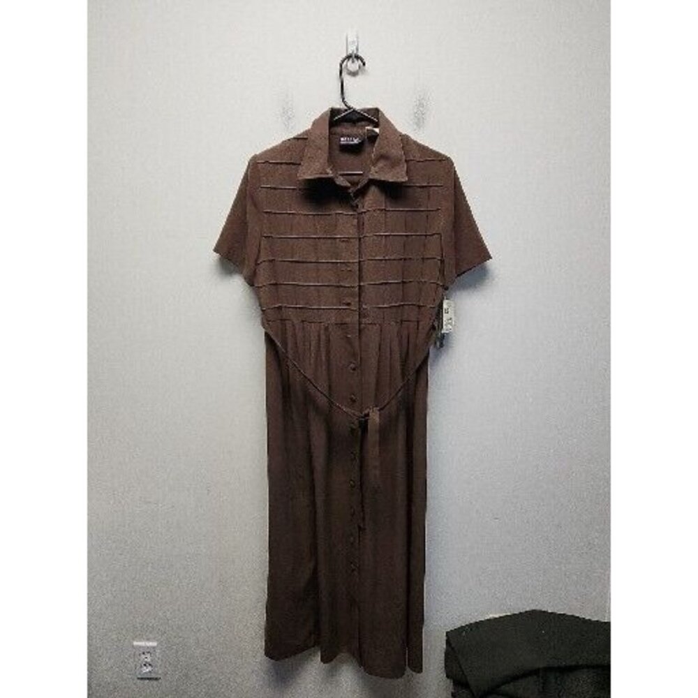 VTG 90's  MHM Melissa Harper Maxi Dress Woman's Sz 12 Brown Minimalist NOS‎